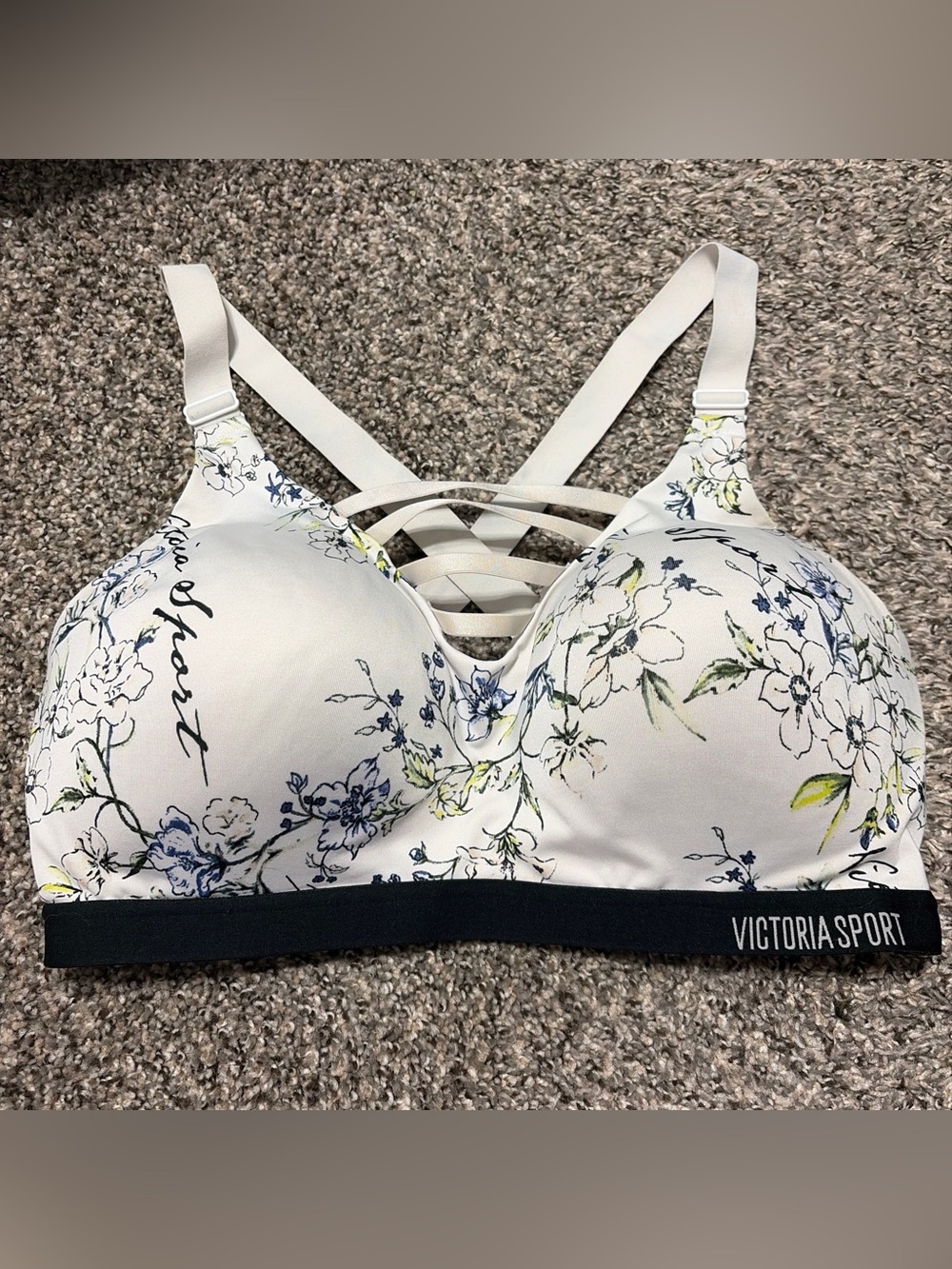 Victoria's Secret White Floral Crisscross Front Light Support Bra